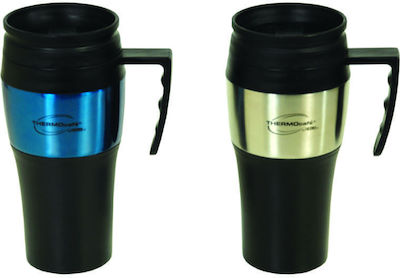 Thermos THERMOcafe Sticlă Termos Oțel inoxidabil Argint 400ml cu Piesa de gură și Grip 213-9689