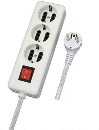 CHaralampidis Triple socket 5m cable & switch Power Strip 3 Positions with Switch and Cable 5m