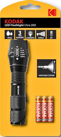Kodak Flashlight LED IP64 with Maximum Brightness 290lm Ultra 290 Black