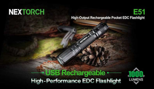 Nextorch Rechargeable Flashlight LED with Maximum Brightness 1000lm