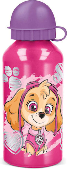 Stor Kinderflasche Pfoten-Patrouille Aluminium Rosa 400ml (Verschiedene Designs/Farben)
