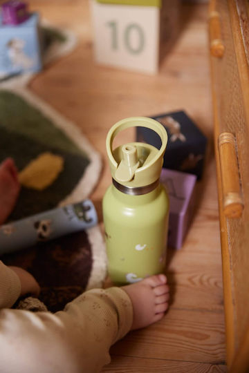 Filibabba Kids Water Bottle Stainless Steel with Straw Green 350ml