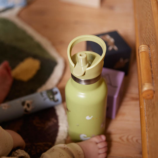 Filibabba Kids Water Bottle Stainless Steel with Straw Green 350ml