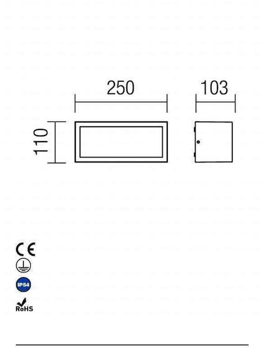 Redo Group Wandmontierte Außen-Deckenleuchte E27 IP54 25x11x10.8εκ.
