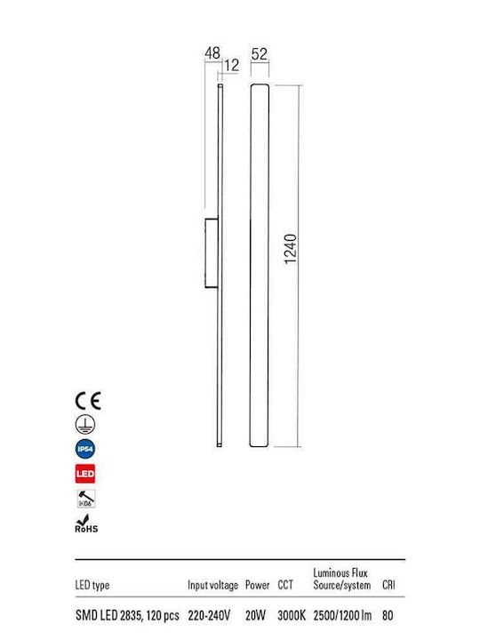 Redo Group Γραμμικό Φωτιστικό LED 20W 3000K Redo Group Γραμμικό Φωτιστικό LED 20W 3000K