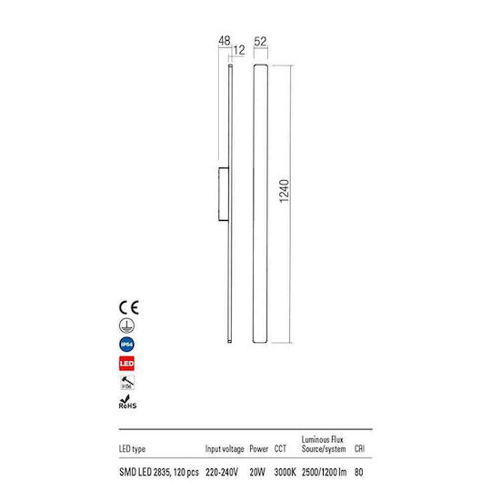 Redo Group Liniar Iluminat Exterior Montat Pe Perete Led Încorporat 20W 3000K Redo Group Liniar Iluminat Exterior Montat Pe Perete Led Încorporat 20W 3000K