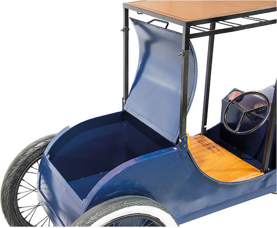 Metal Oldtimer Masă Bar Din Lemn Cu Ramă Metalică Albastră 230x67x120cm