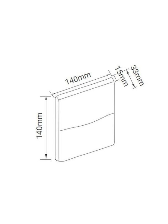 Fos me Επιτοίχια Εξωτερική Πλαφονιέρα LED IP65 3W με Φυσικό Λευκό Φως 14x14εκ.