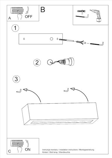 Sollux Vega Modern Lamp Wall with Socket E27 Black 40x20x15cm
