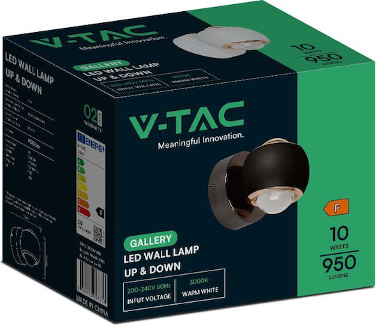 V-TAC Leuchte Wand mit Integrierter LED und Warmweißes Licht 13.5x10cm
