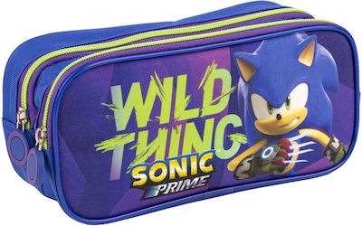 Sonic Κασετίνα Βαρελάκι με 2 Θήκες σε Μπλε χρώμα 6τμχ