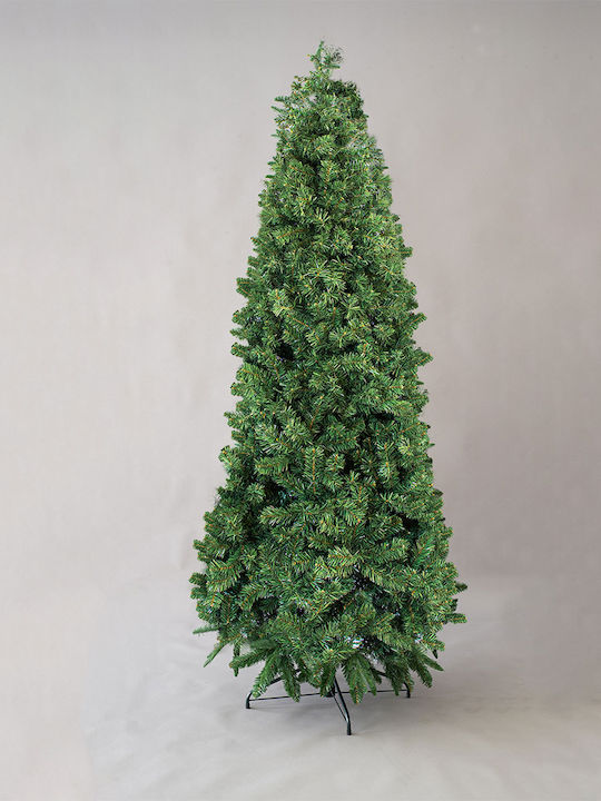 Pvc Christmas Slim Green Tree with Metallic Base H180cm