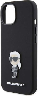 Karl Lagerfeld Metallic / Silicone Back Cover Black (iPhone 15)