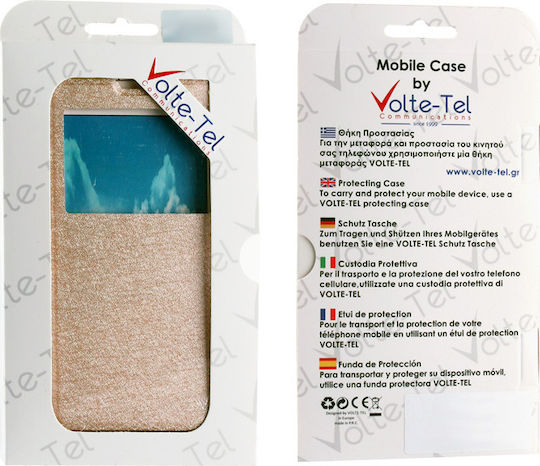 Volte-Tel Buchen Sie Synthetisches Leder Gold (Galaxy S7)