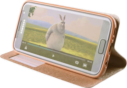 Volte-Tel Buchen Sie Synthetisches Leder Gold (Galaxy S7)