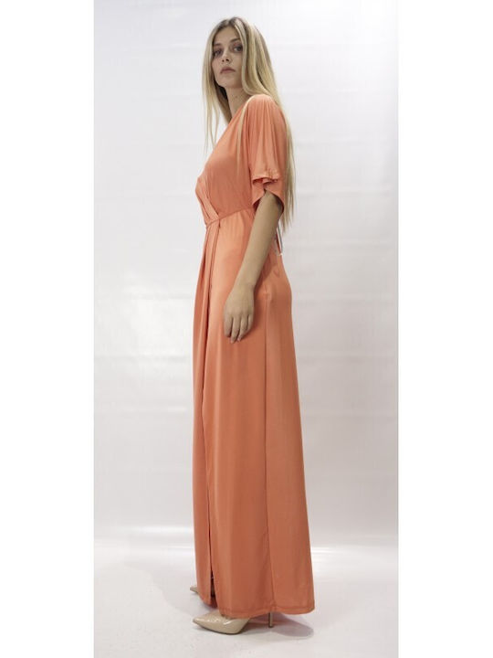 We Coss Maxi Kleid mit Schlitz Orange