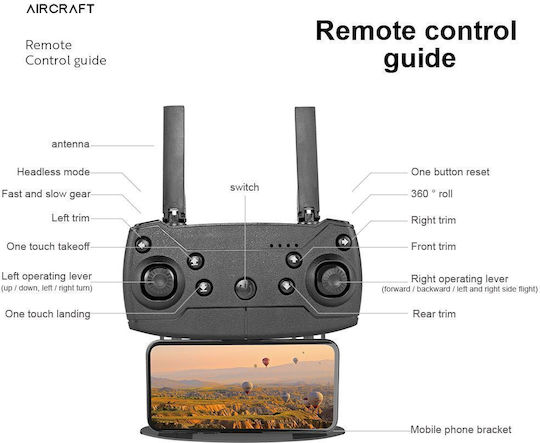 ToySky E99 K3 Drone Mini 2.4 GHz με 2K Κάμερα σε Μαύρο Χρώμα
