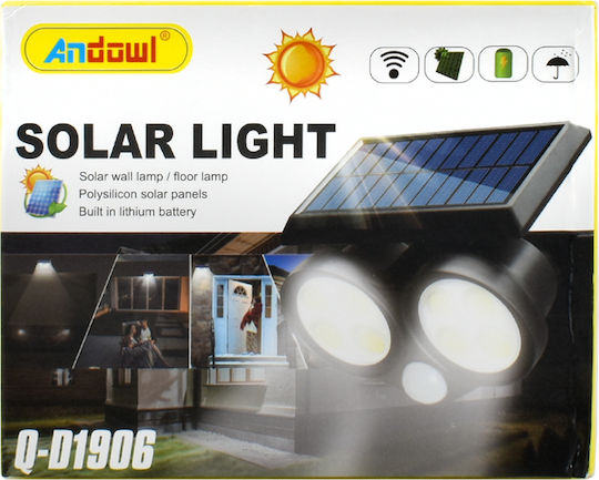 Andowl Qd1906 Wall Mounted Solar Light 1.8W with Cold White Light 6500K IP65 13.5cmx10.3cmx14cmcm