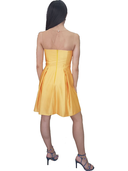 Summer Mini Dress for Wedding and Christening Yellow