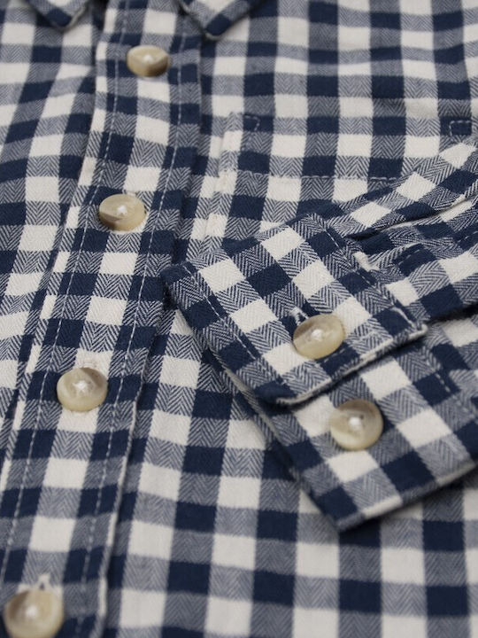 Kids Checked Shirt Long Sleeve Blue