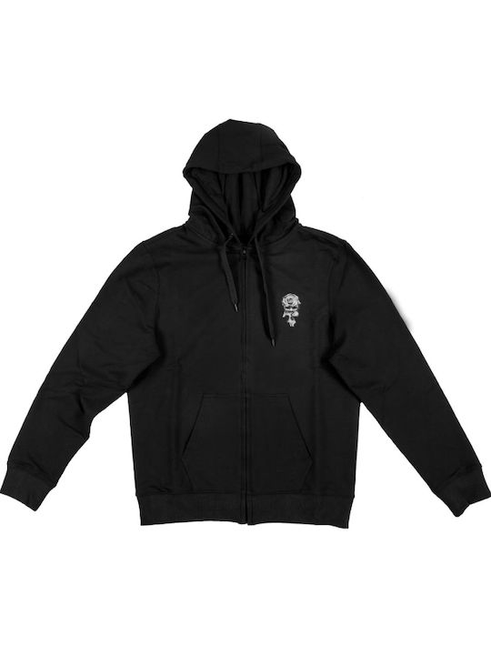 Ferocia Coutura Men's Sweatshirt Jacket with Hood Rose - Black