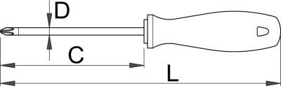 Unior PZ2x100mm Screwdriver Cross with Length 100mm