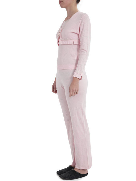 Pepita Winter Women's Pyjama Set Cotton Pink