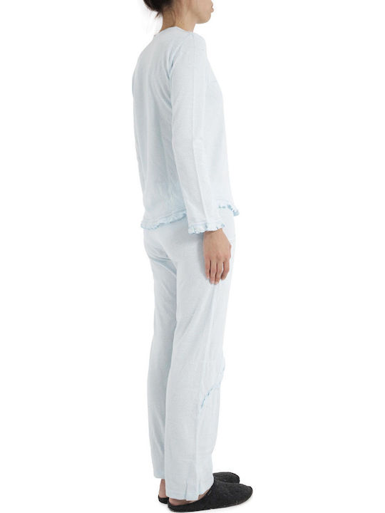 Pepita Winter Damen Pyjama-Set Hellblau