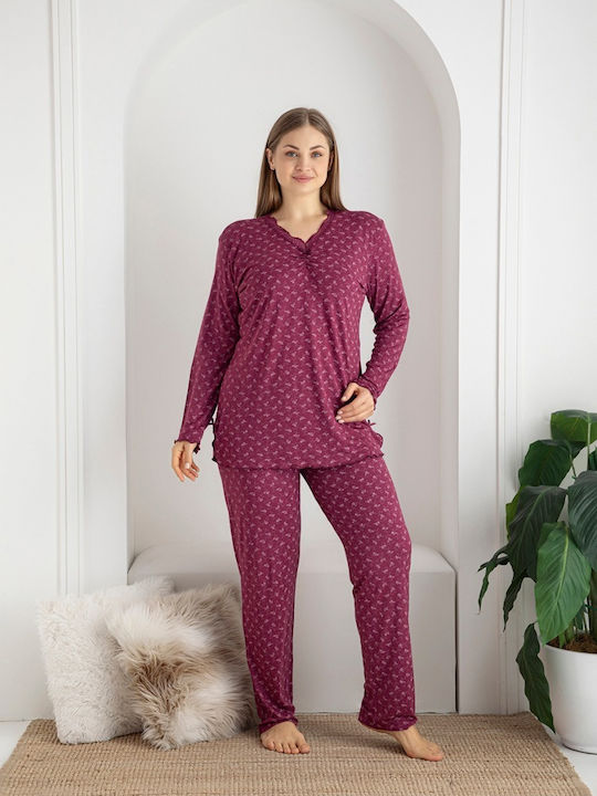 Baki Winter Damen Pyjama-Set Wine.