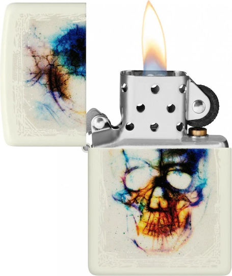 Zippo Skull Design Brichetă Rezistentă La Vânt Cu Flacără În Culoare Bej