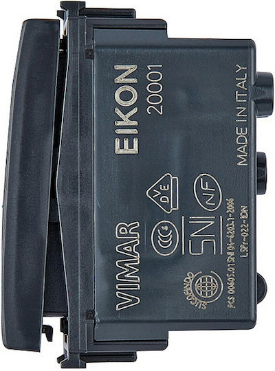 Vimar Eikon Χωνευτός Διακόπτης Τοίχου Εντολών Μονός χωρίς Πλαίσιο Γκρι