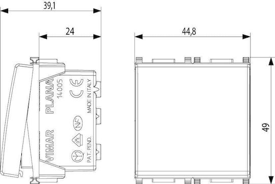 Vimar Plana Recessed Electrical Wall Switch Commands Single Without Frame White