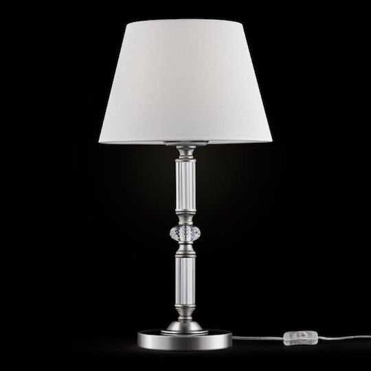 Maytoni Riverside Metal Lampă de masă pentru Soclu E27 cu Abajur Alb și Bază Argintiu