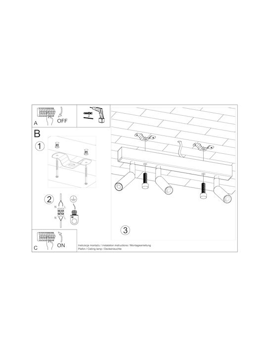 Sollux Eyetech 3 Triplu Spot cu Soclu G9 în Culoare Negru