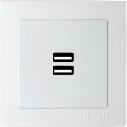 Geyer Nilson Antibacterial Gemauerte Steckdose mit 2 USB-Anschlüssen Weiß