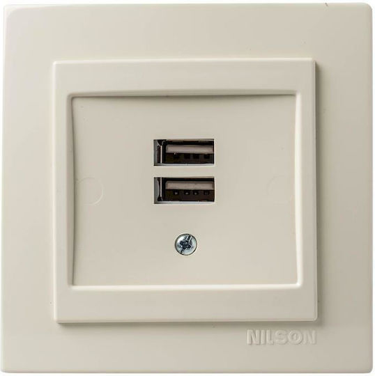 Geyer Nilson Мортис Електрически Контакт с 2 USB Порта Бежов