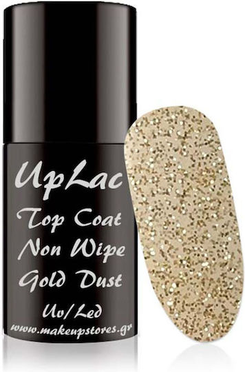 UpLac Non Wipe Gold Dust Top Coat για Ημιμόνιμα Βερνίκια 6ml
