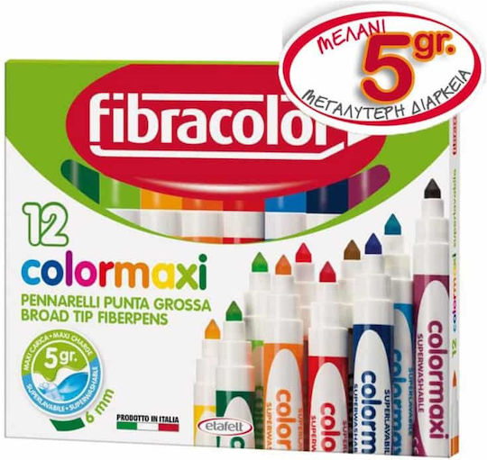 Fibracolor Colormaxi Washable Drawing Markers Set of 12pcs