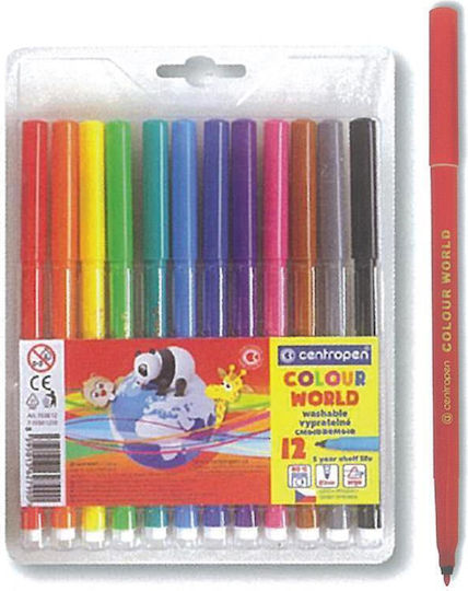Centropen Super Washable Drawing Markers 1mm Set 12pcs