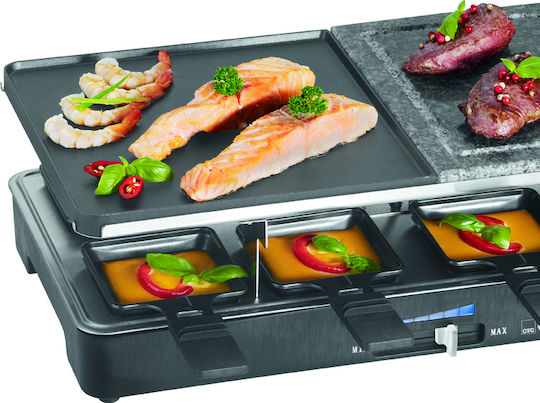 Clatronic Tabletop Grătar Electric Raclette Placă Netedă și Striată 1400W Grătare electrice cu Termostat Reglabil 46bucx23buccm