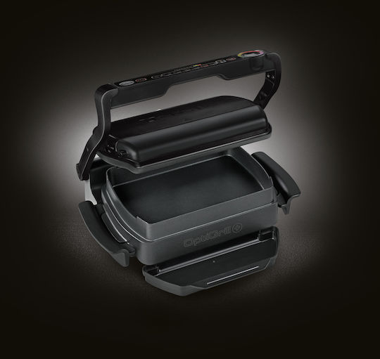 Tefal Optigrill+ Επιτραπέζια Ηλεκτρική Ψησταριά 2000W Ανοξείδωτη με Καπάκι και Ρυθμιζόμενο Θερμοστάτη 36.5x36.5εκ.