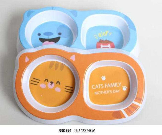 Plastic Bol Mâncare & Apă pentru Câine & Pisică 2x în Culoare Portocaliu