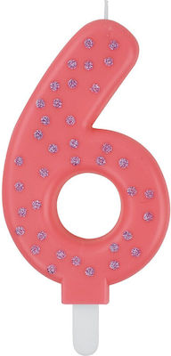 Legami Milano Candle Happy Number 6 Pink Geburtstagskerze Nummer "6" in Rosa Farbe NUC0007