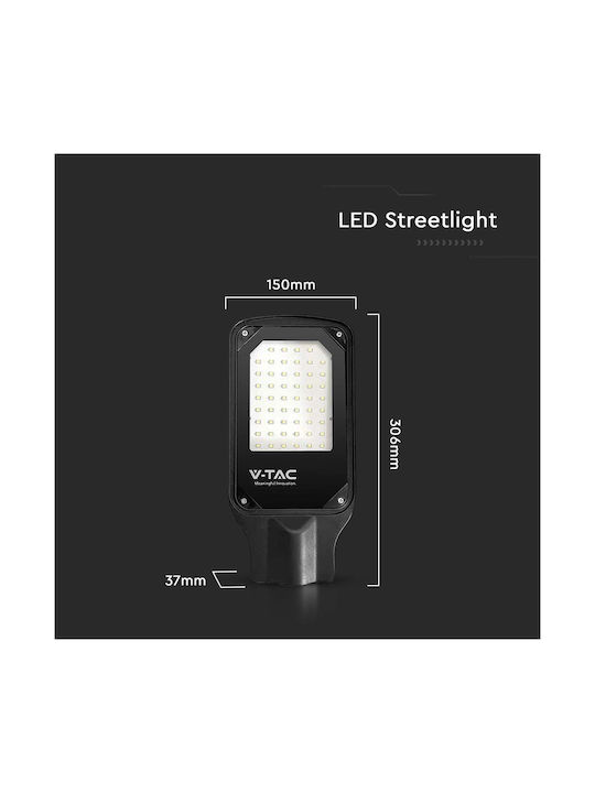 V-TAC Εξωτερικό Φωτιστικό LED Δρόμου 50W με Ψυχρό Λευκό Φως IP65 Μαύρο