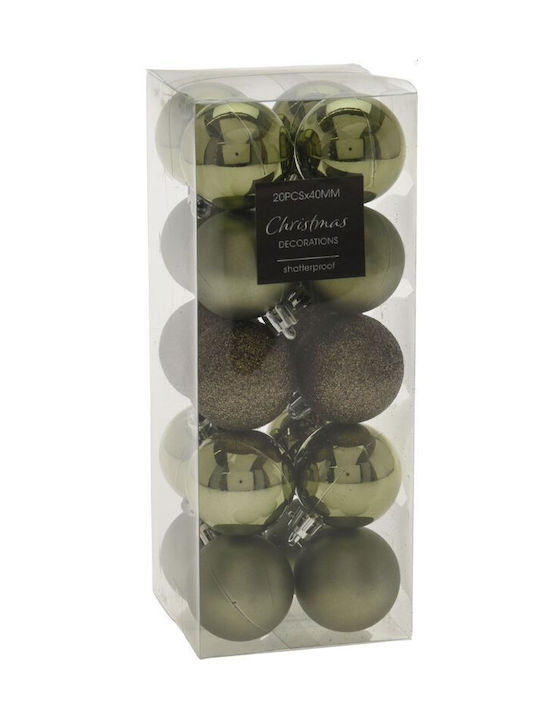 Ornament suspendat Glob Plastic Verde 4buc Set 20buc