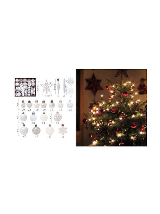 Weihnachtshänger Kugel Ornament Weiß Set 58Stück