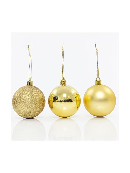 Eurolamp Weihnachtshänger Kugel Ornament Plastik Gold 6cm Set 6Stück