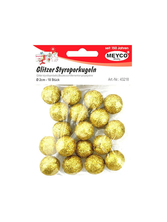 Meyco Weihnachtshänger Kugel Ornament Plastik Gold mit Goldstaub Set 18Stück