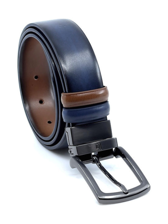 With Dark Nickel Buckle Men's Belt Leather Double Sided ABLUE-NICKEL