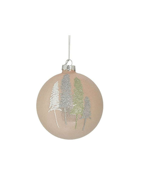 Inart Christmas Glass Ball Ornament Rose Gold 8cm